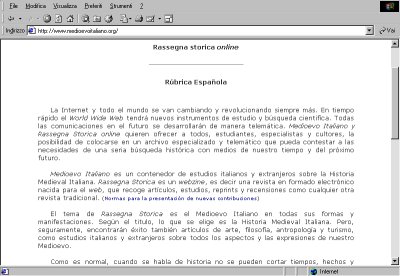 La rubrica spagnola della Rassegna Storica online.